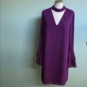 CeCe Purple Geometric Long Sleeve Dress